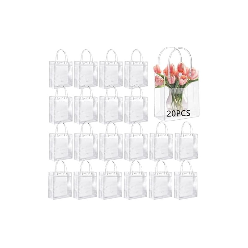 20PCS Bolsas de Regalo de PVC Transparente con Asas, Bolsas