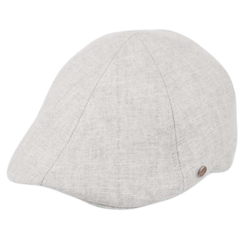 Funky Junque Men's Linen Duckbill Flat Cap - Light Grey