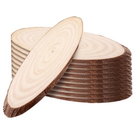KOHAND 10 PCS Oval Natural Wood Slices, 10 inch Unfinished Natural Wood Pieces with Bark, Oval Craft Wood Slices for Tables Centerpieces,Wooden Sliced Coasters