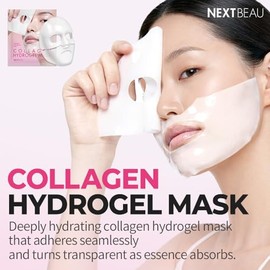 Collagen Hydrogel Face Mask with Niacinamide, NEXTBEAU Korean Sheet Mask for Hydrating Facial Skin Care and Home Spa Routines