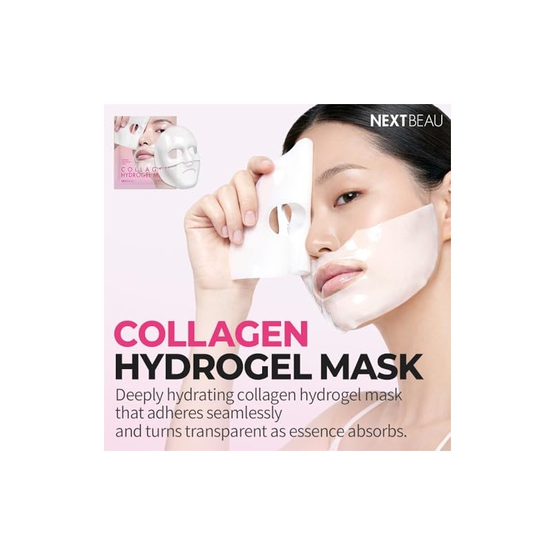 Collagen Hydrogel Face Mask with Niacinamide, NEXTBEAU Korean Sheet Mask