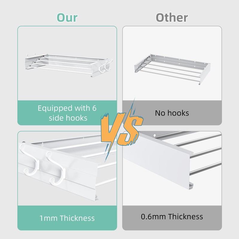 SZJoyBet Laundry Drying Rack, Collapsible Wall Mounted Clothes Drying Rack