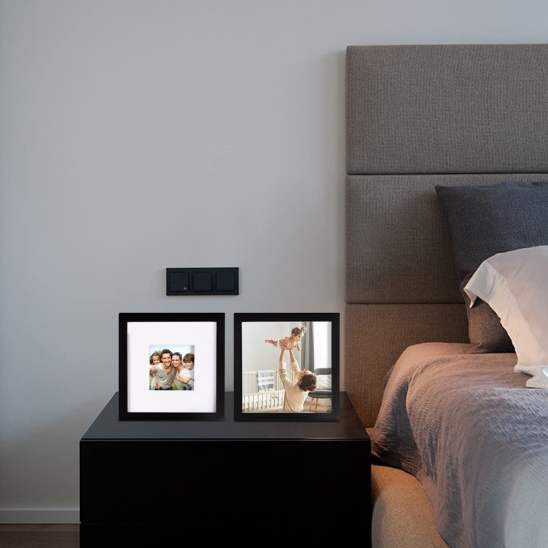 EGOFINE 8x8 Photo Frame, Solid Wood Picture Frame with Acrylic