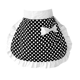 Aprons for Women, Server Waist Apron with Pocket Cute Vintage White Black Waitress Chef Gifts Cooking Gardening Baking Kitchen