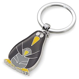 Troika KR21-07/CH Penguin and Pingu Key Ring Enamel / Metal in Silver/Black/Yellow Dimensions: 8.2 cm x 3.5 cm x 0.5 cm, Silver-black-yellow, Classic