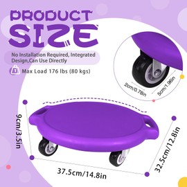 Kids Sitting Scooter Board with Universal Wheels Swivel Casters Round Plastic Floor Surfer Sports Scooters with Rollers Autism Kids Sensory Scooter Board for Gym Class Physical Education Home Use