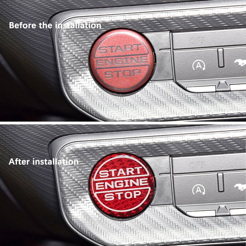 BLAKAYA Compatible with Engine Start Stop Button Sticker Carbon Fiber