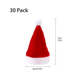 Mini Christmas Hat,30 Pieces Santa Claus Hat for Cup Silverware Bottle,DIY Xmas Home Party Dinner Table Decorations,Candy Covers for Kids Children Craft