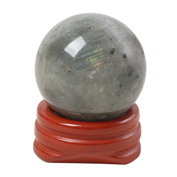 Casaper Natural Grey Moonstone with Red Jasper Stand, Healing Crystal