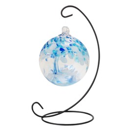 Dale Tiffany AC23215-D3 Rainbow Tree of Life Hand Blown Art Glass Ornament Witch Globe Gazing Ball, Aqua, 3" Diameter with Hanging Stand