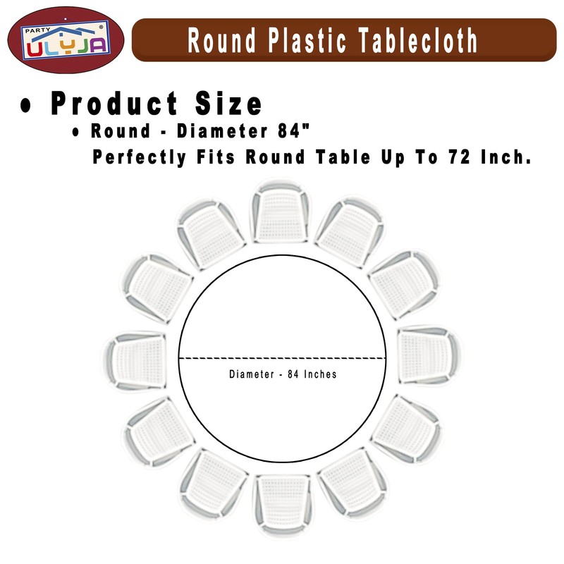 PARTY ULYJA Black Tablecloths Plastic 3 Pack Premium 84 Inches