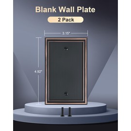 TREEWELL 2-Pack Single Blank Wall Plates, Durable Solid Zinc Alloy Blank Outlet Covers, Decorative Aged Bronze Wall Plate Cover for Unused Outlets/Switches, Corrosion Resistant