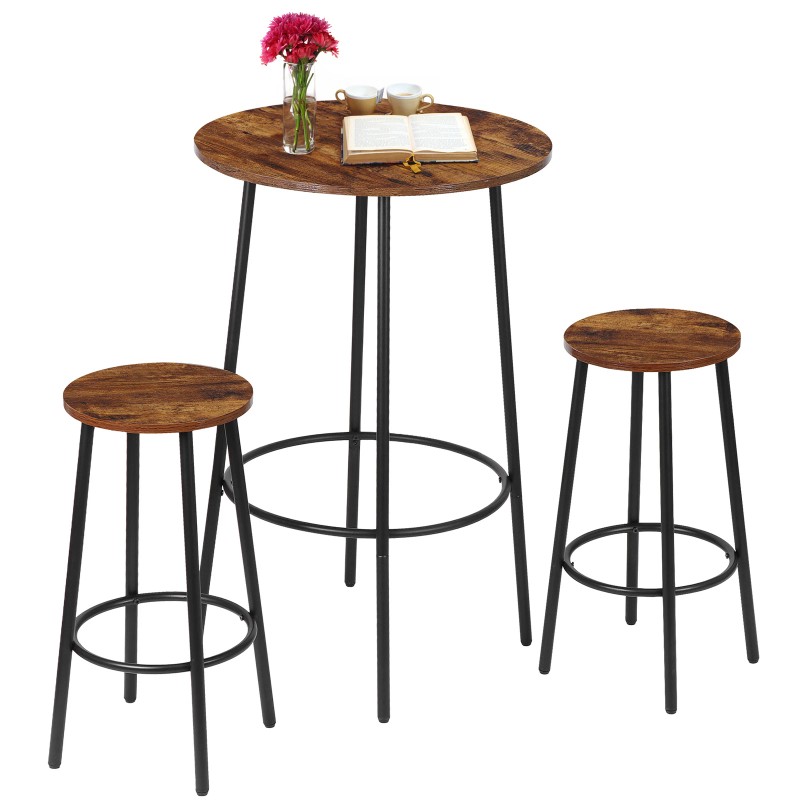 HomGarden 3 PCS Pub Dining Set Bar Table & Stools