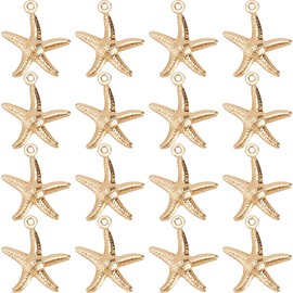 SUNNYCLUE 1 Box 100Pcs Real 24K Gold Plated Starfish Charm Bulk 15.5x17.5mm Sea Life Charms Stainless Steel Metal Cute Marine Animal Beach Charm for Jewelry Making Charms DIY Craft Necklace Bracelet