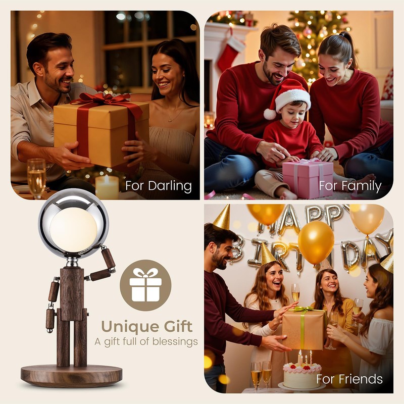 Vadifula Cordless Table Lamp, Rechargeable Wooden Table Lamp with Touch