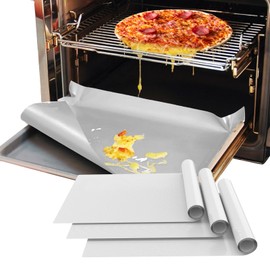 Demiwise 3 Pack Silver Oven Liners for Bottom of Oven, 16x24 Inch Thick Heavy Duty Non Stick Teflon Oven Mats, BPA and PFOA Free Reusable Oven Liners for Bottom of Electric Oven