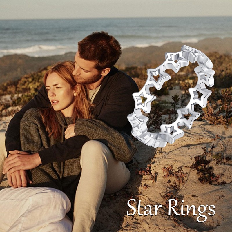 Star Ring Sterling Silver Hollow Star Eternity Ring Star Jewellery