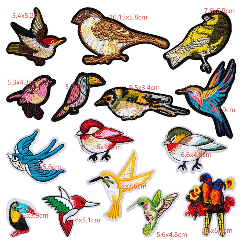 15 Pcs Birds Embroidered Patches for Clothing Hummingbird Iron On