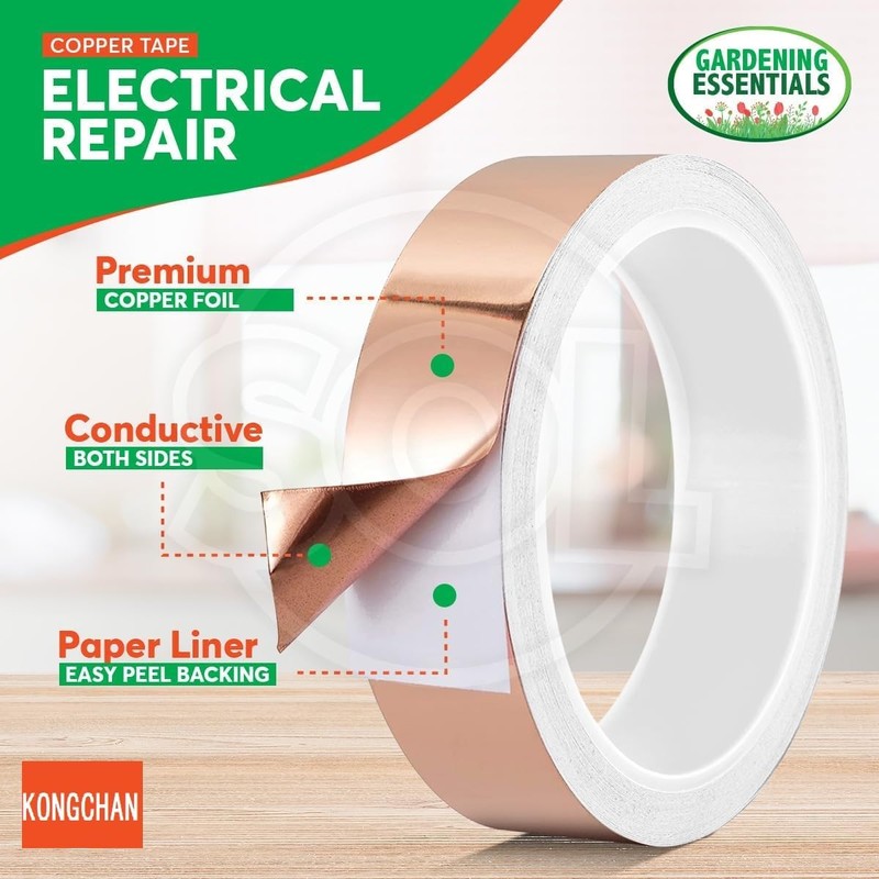 Qatao Copper Tape(2/5inchX82FT),Copper Foil Tape with Conductive Adhesive for Guitar,EMI