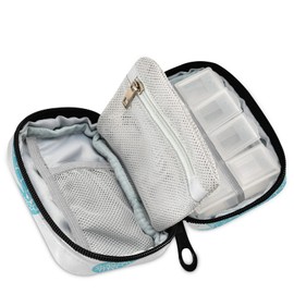 Naanle Sea Turtle Abstract Pill Box 7 Day Pill Case Travel Pill Organizer Bag with Zipper Portable Weekly Case Compact Size for Vitamin Supplement Holder