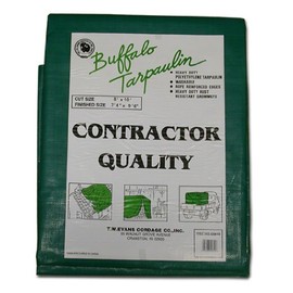 T.W Evans Cordage G1012 10-Feet by 12-Feet Contractor Grade Poly Tarp, Black/Green