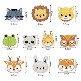 Iron-On Patches, Pack of 10 Patch Stickers, Embroidered Iron-On Patch, DIY Sewing Applique Repair (Animal Style)