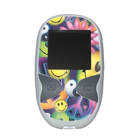 MightySkins Glossy Glitter Skin Compatible with Care Touch Glucose Meter - Peace Smile | Protective, Durable High-Gloss Glitter Finish | Easy to Apply | Made in The USA