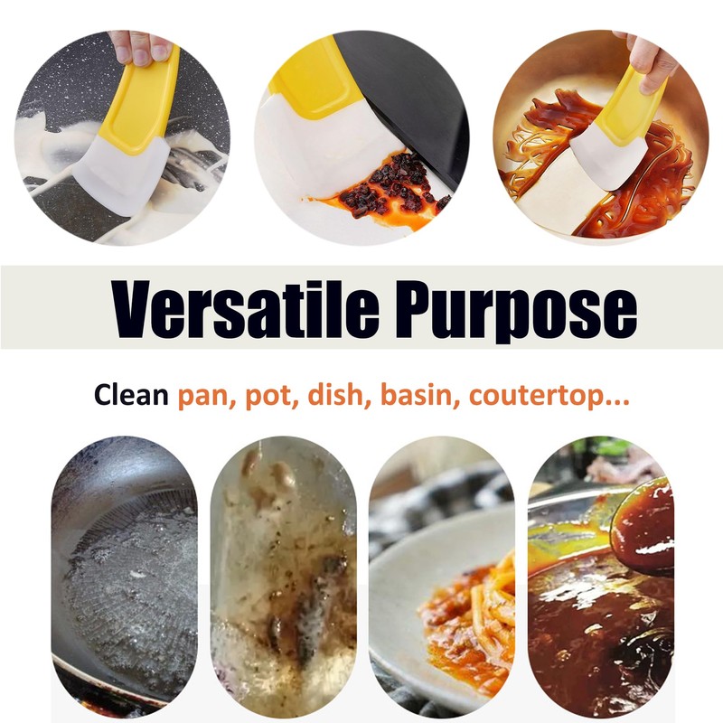 Honsva Silicone Dish Scraper to Kitchen Cleaning for Pans, Pots,