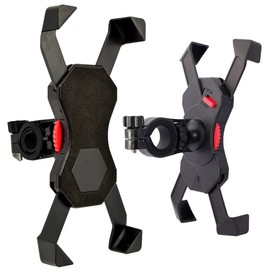 ButtonMode Bike Handlebar Phone Holder Mount, 4 Corner Bracket Stabilization System, Extendable Arm Adjustable 360° Swivel, Easy No Tools Install Compatible with Most Phones and GPS, 1-Holder, Black