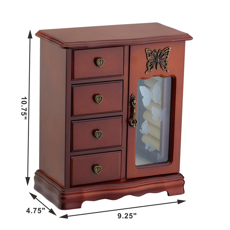RR ROUND RICH DESIGN Solid Wooden Jewelry Box Makeup and