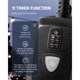 DEWENWILS Outdoor Timer Outlet Waterproof with 11 Modes, Outdoor Light Timer, 100FT Remote Control, for Christmas Outdoor Lights, Pump, Sprinkler, Fountain