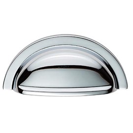 Fingertip Design OXFORD Cabinet Cupboard Door CUP PULL Handle, 76mm Hole Centres (Polished Chrome)