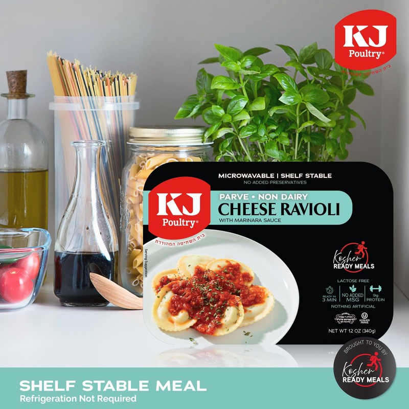 KJ Poultry Kosher Parve Ready Meals - Cheese Ravioli in