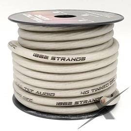 Full Tilt 4 Gauge CLEAR 50' Tinned OFC Oxygen Free Copper Power/Ground Cable/Wire