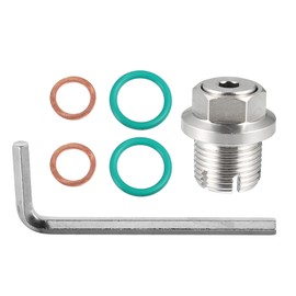 A ABSOPRO Oil Drain Plug Set, Oversize Piggyback Drain Plug, Stainless Steel, Self-Tapping Oil Pan Thread with Sealing Ring, Repair Kits with Hex Key M18.1-1.5 x 15 mm