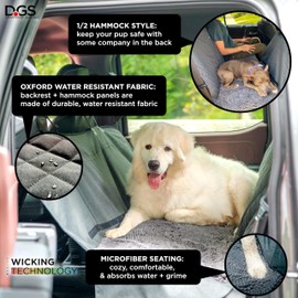 Dog Gone Smart 3-in-1 Nonslip Back Seat Cover & Hammock, for use in Cars, SUVs, and Trucks Coverage Area 54"x61" in Cool Grey