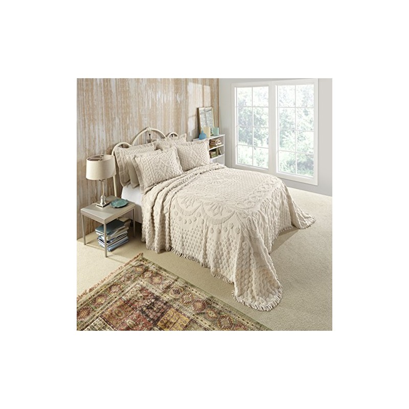 Stylemaster Kingston 100% Cotton Chenille Bedspread Full, Beige