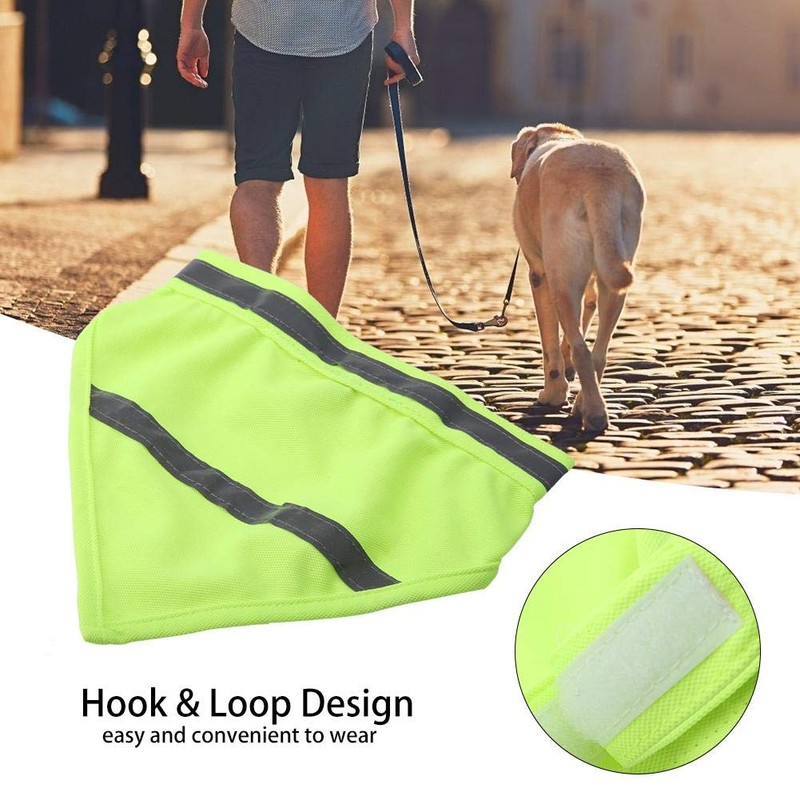 2pcs/set Pet Dog Reflective Saliva Towel Triangle Scarf (Fluorescent Yellow
