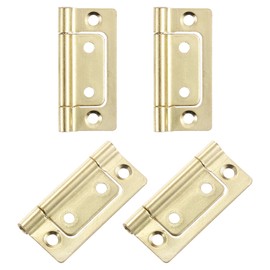 uxcell 4Pcs 2x1 Inch Door Hinges Non-Mortise No Noise Bifold Door Hinges Plating for Cabinet Furniture Window Wardrobe, Gold