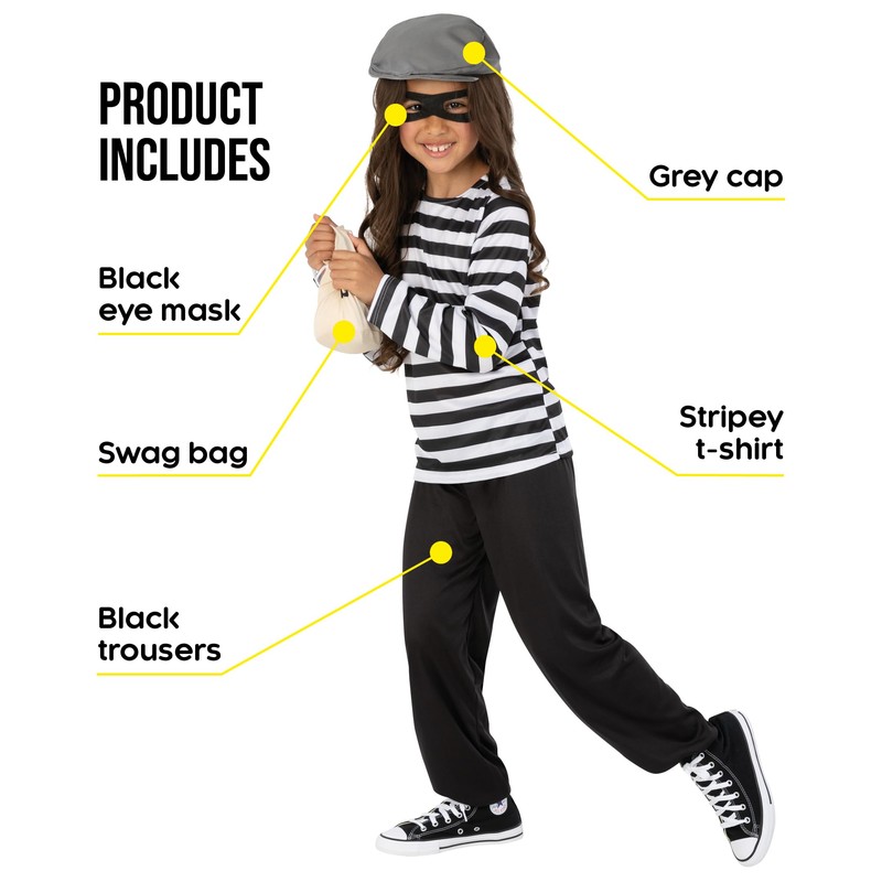 Fun Shack Robber Costume Kids, Kids Robber Costume, Thief Costume,