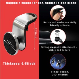 Augeny Magnetic Phone Holder for Car, 360 Degree Adjustable Super Strong Magnet Auto Air Vent Cell Phone Holder Mount, Universal Vehicle Cellphone Accessories Fit for All Smartphones (Sliver)