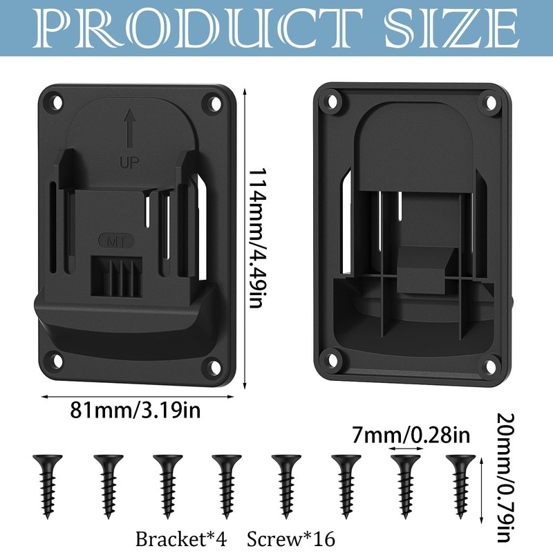 SHUOHONG Pack of 4 Wall Mount Tool Holder for Makita
