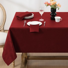 Softalker Christmas Jacquard Rectangle Tablecloth, Swirl Design Waterproof Stain Resistant Table Cover Wrinkle Free Heavy Weight Table Cloths for Dinner/Parties/Holiday - 60 x 104 Inch, Red