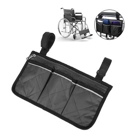 POENVFPO Wheelchair Side Bag, Hanging Pouch Storage Organizer for Adults Seniors Wheel Chair Accessories (Black)