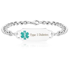Oneress Secure Type 1 Bracelet, Exquisite Stainless Steel Medical Bracelet for Women and Men, Ideal for Birthdays and Holidays - YA4501