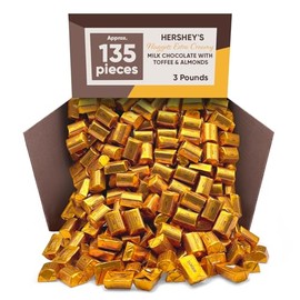 Extra Creamy Milk Chocolate Nuggets with Toffee & Almonds – 3LB (Approx. 135 Pieces) – Individually Wrapped Smooth & Crunchy Candy for Bulk Snacking & Gifting