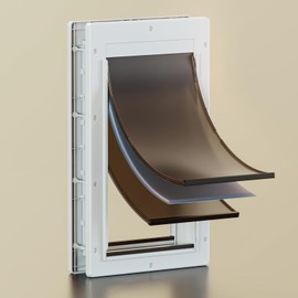 PETCOMING 3-Flap Dog Door, Large Doggy Door, Doggie Door for Install in Interior and Exterior Doors or Wall, Insulation Layer, 2 Magnetic Flaps, Closing Panel, Never Rust, for Pet Up to 100lb (Large)