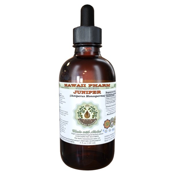 Juniper Alcohol-Free Liquid Extract, Organic Juniper (Juniperus Monosperma) Dried Berry Glycerite Hawaii Pharm Natural Herbal Supplement 2 oz