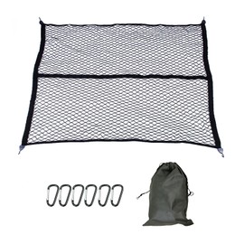 Single Layer Pickup Truck Bed Cargo Net - Stretchable 4'x4' to 7'x7', 1''x1'' High Elastic Fine Mesh with 8 Metal Carabiners for ATV, SUV, UTV, Truck & Boat