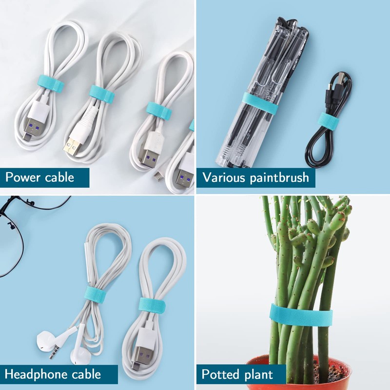 50PCS Reusable Cable Ties, Adjustable Cable Ties, Fastening Cable Ties,Microfiber